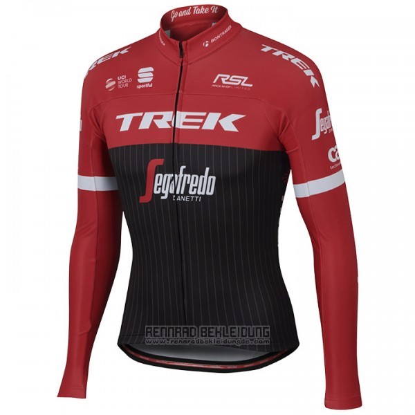 2017 Fahrradbekleidung Trek Segafredo Rot und Shwarz Trikot Langarm und Tragerhose